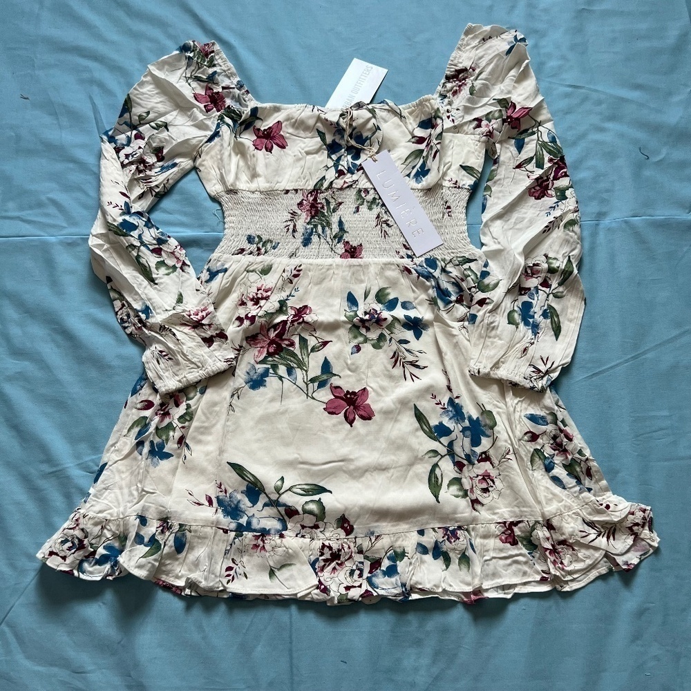 Nwt Lumiere X Urban Outfitters White Floral Mini Dress